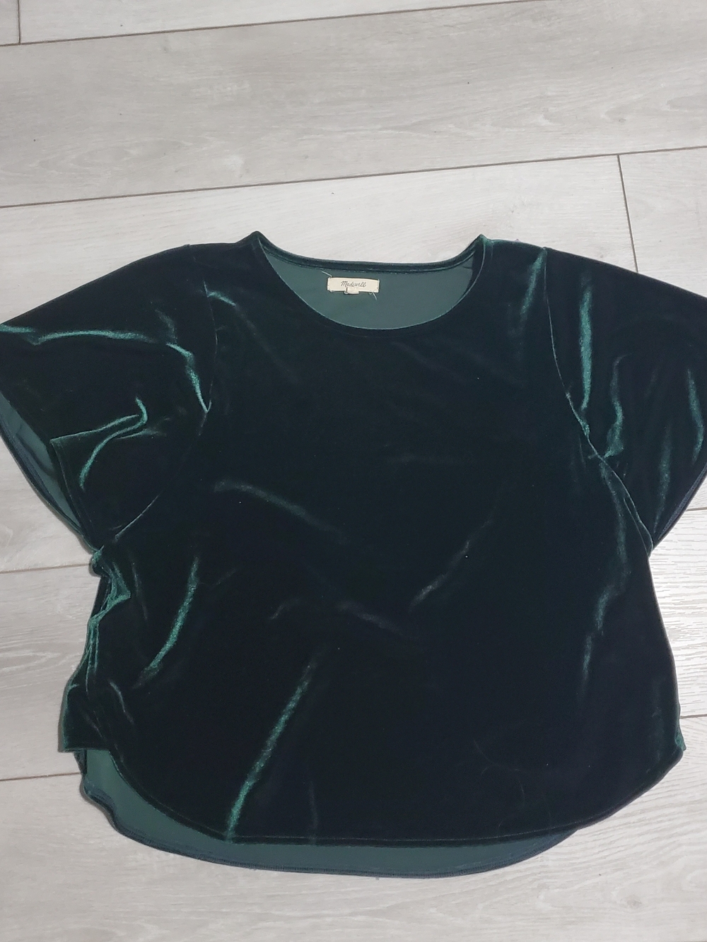 Madewell Green Velvet Butterfly Top Boxy Whimsigoth Earty Jeweltone Size M